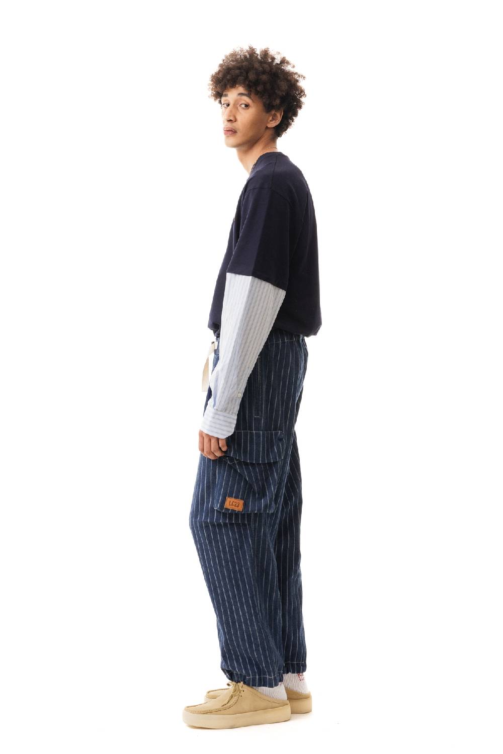 Lc23 Gessato Denim Cargo Pants Moda