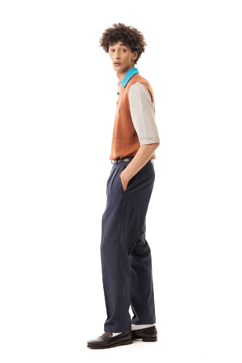 Lc23 Stripes Navy Trousers In Linea