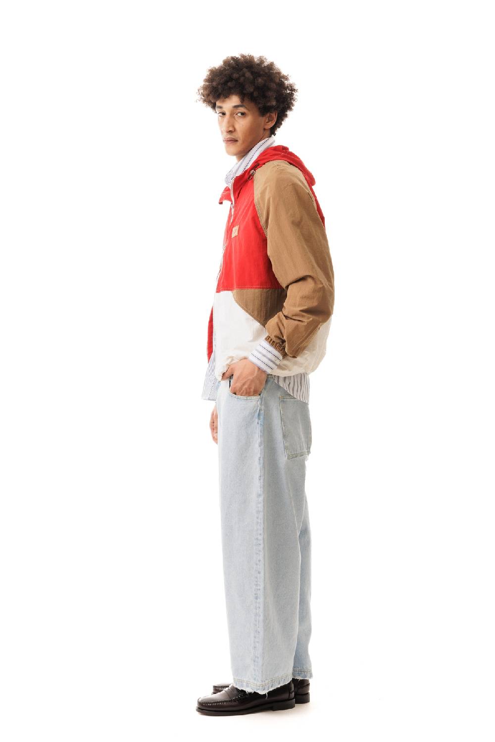 Lc23 Nylon Color-Block Hooded Jacket Red Negozi Online