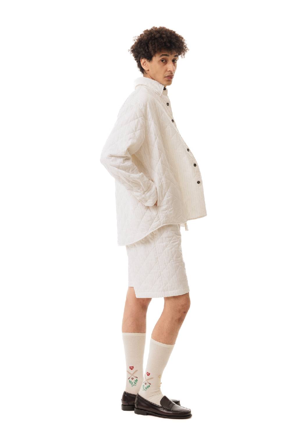 Lc23 Quilted Popeline Overshirt Cream Vendita Economica