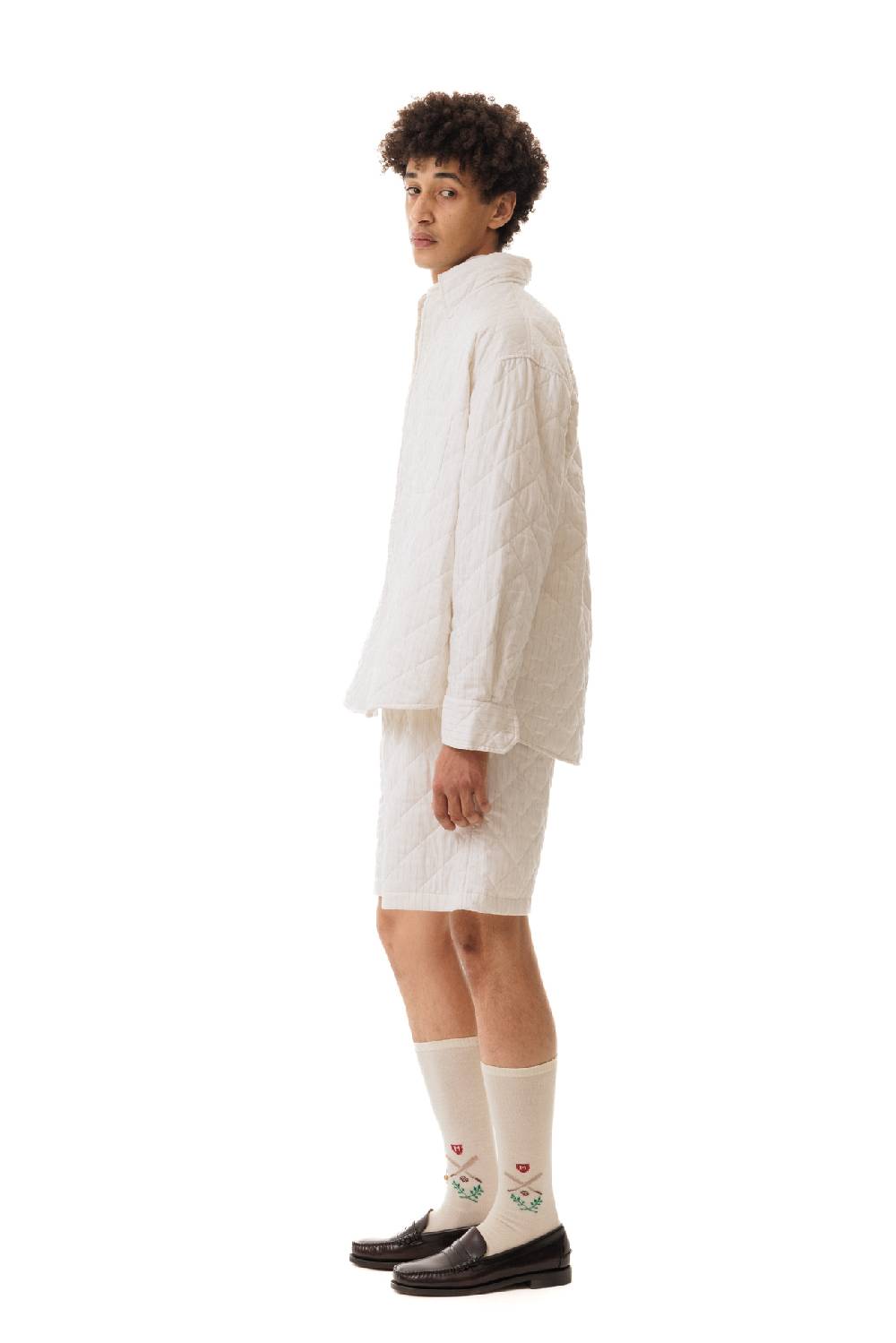 Lc23 Quilted Popeline Overshirt Cream Vendita Economica
