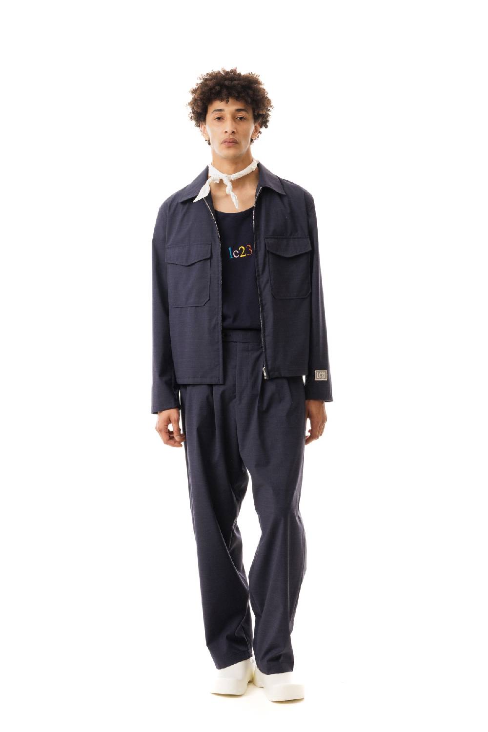 Lc23 Nylon-Wool Overshirt Navy Saldi Di Fabbrica