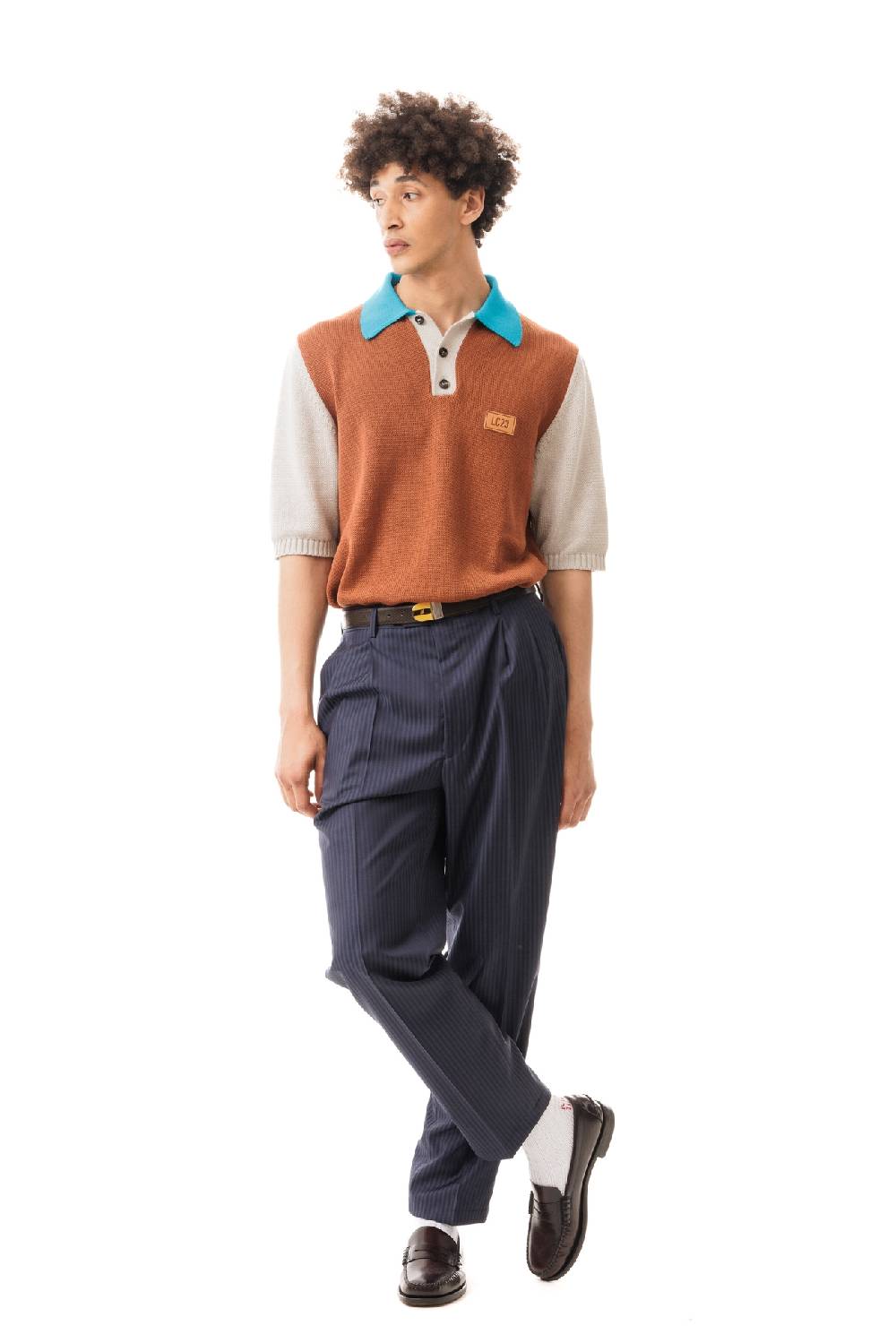 Lc23 Color Block Polo Sweater Camel I Più Venduti