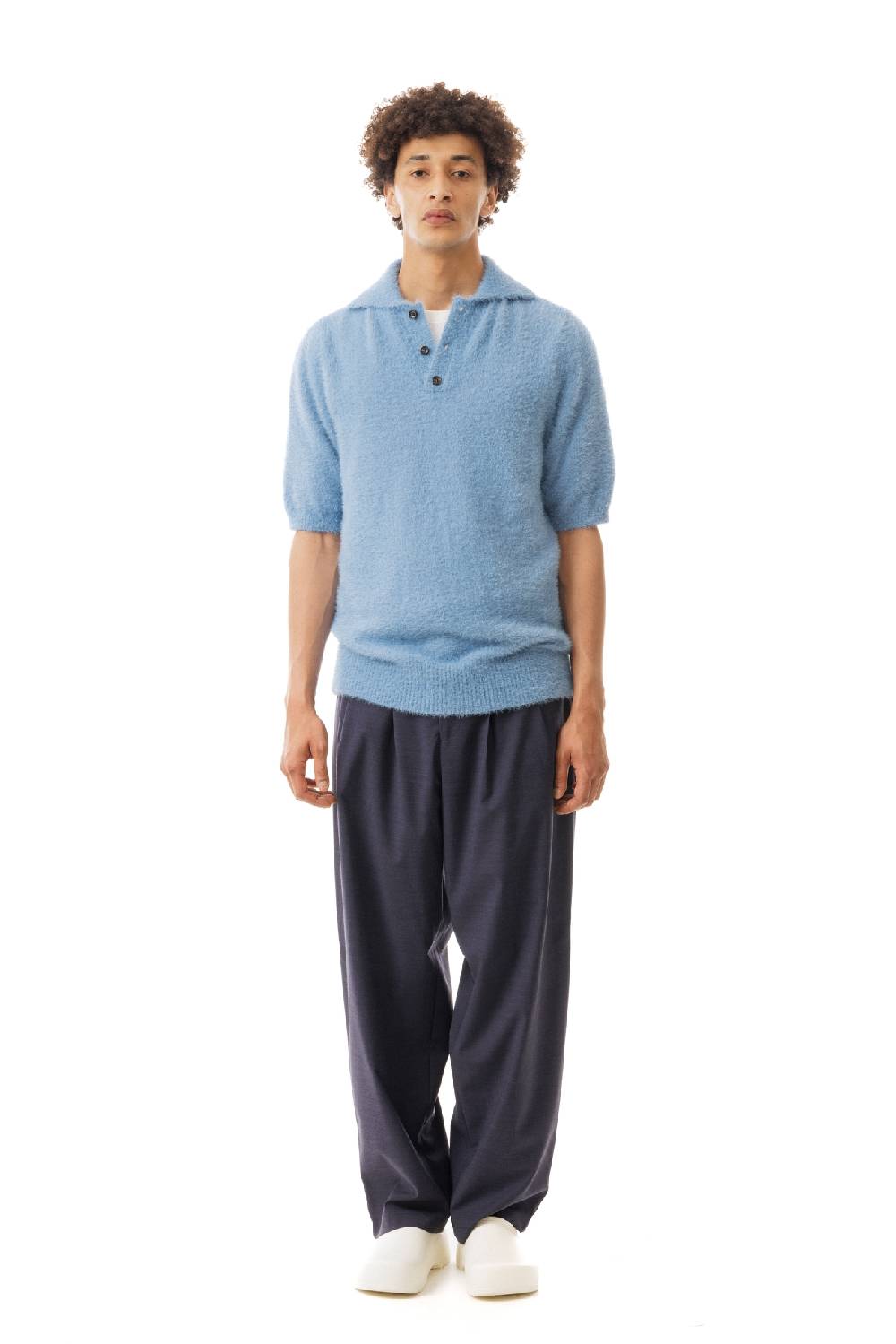 Lc23 Hairy Polo Sweater Blue Moda