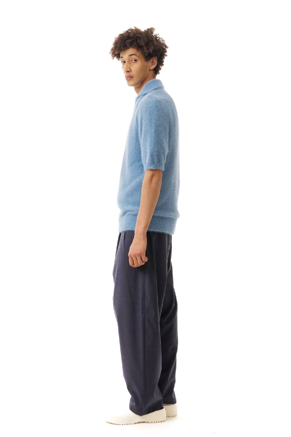 Lc23 Hairy Polo Sweater Blue Moda
