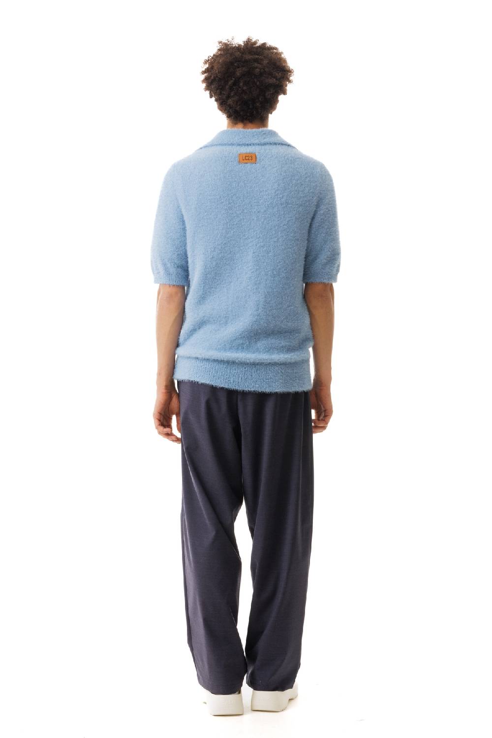 Lc23 Hairy Polo Sweater Blue Moda