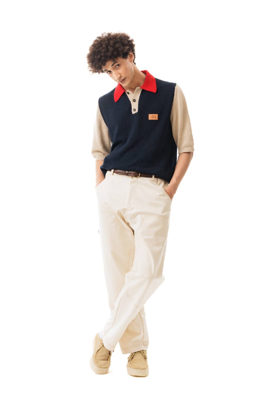 Lc23 Color Block Polo Sweater Navy 2025