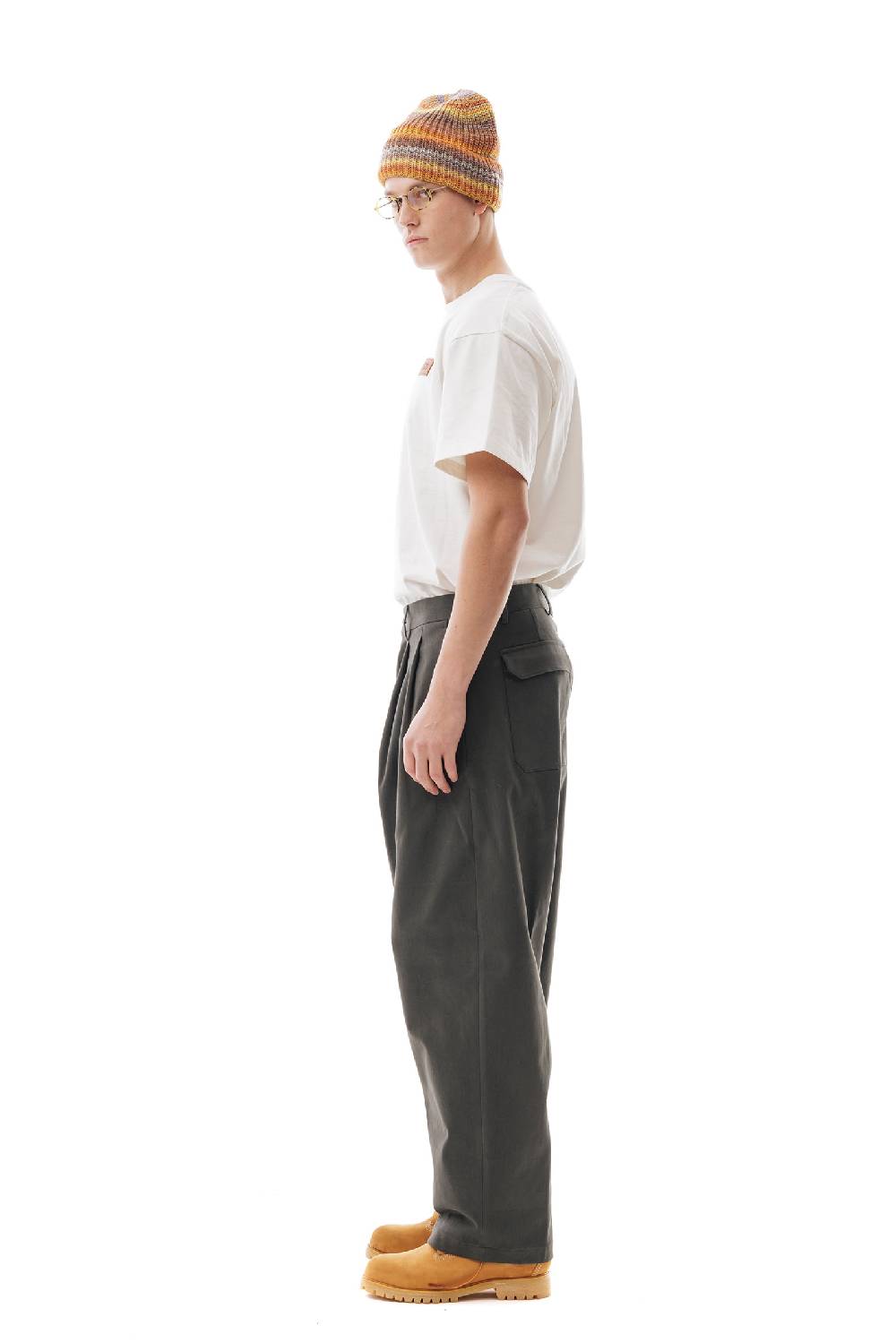 Lc23 Gabardina Double Pence Trousers Dark Grey In Linea
