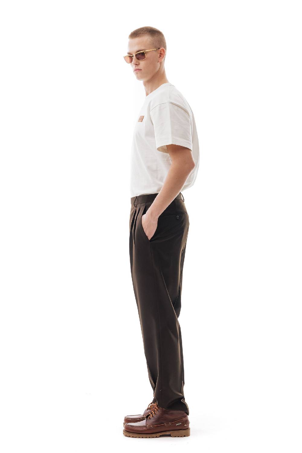 Lc23 Flannel Dark Brown Trousers In Vendita
