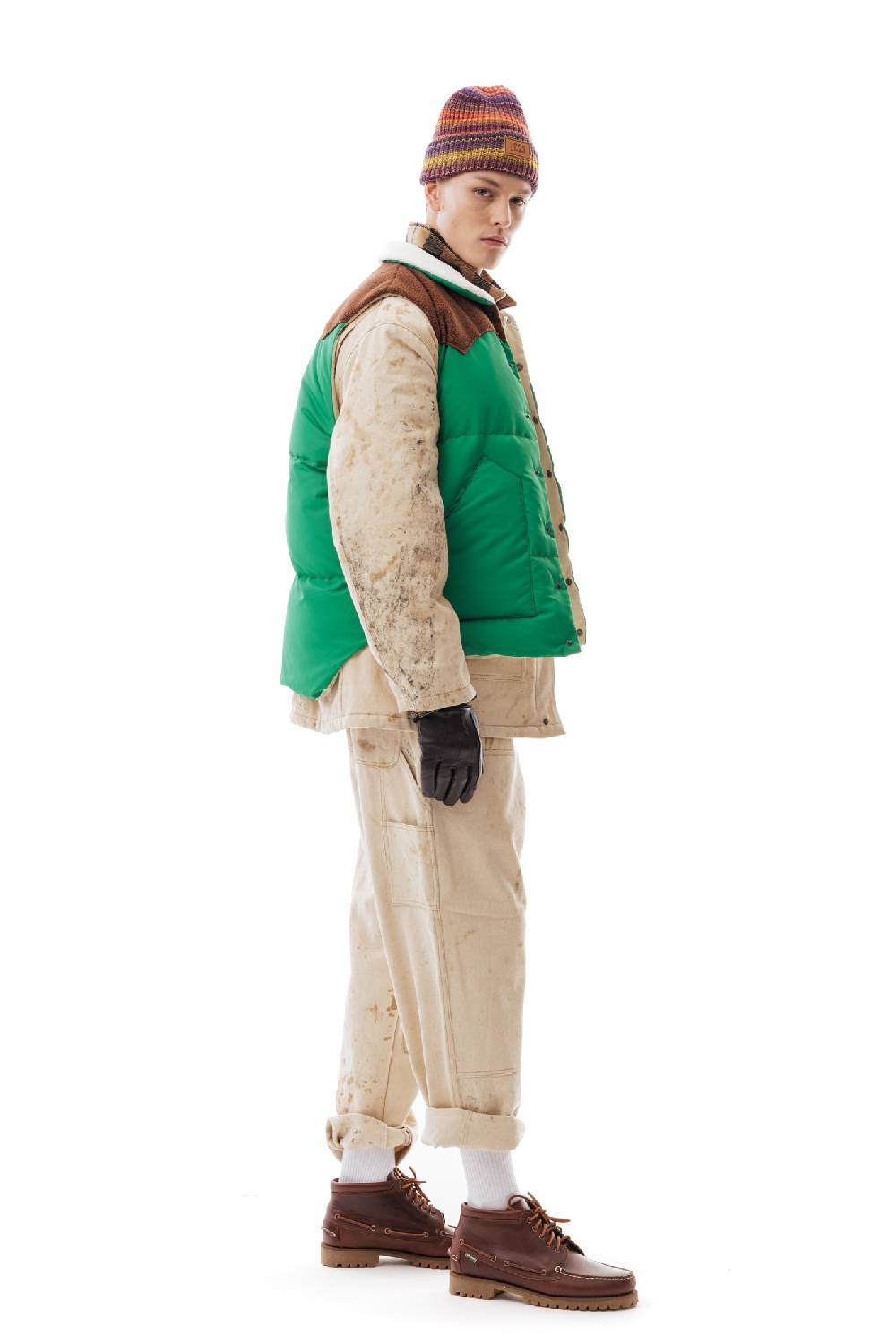 Lc23 Paneled Down Vest Green In Vendita
