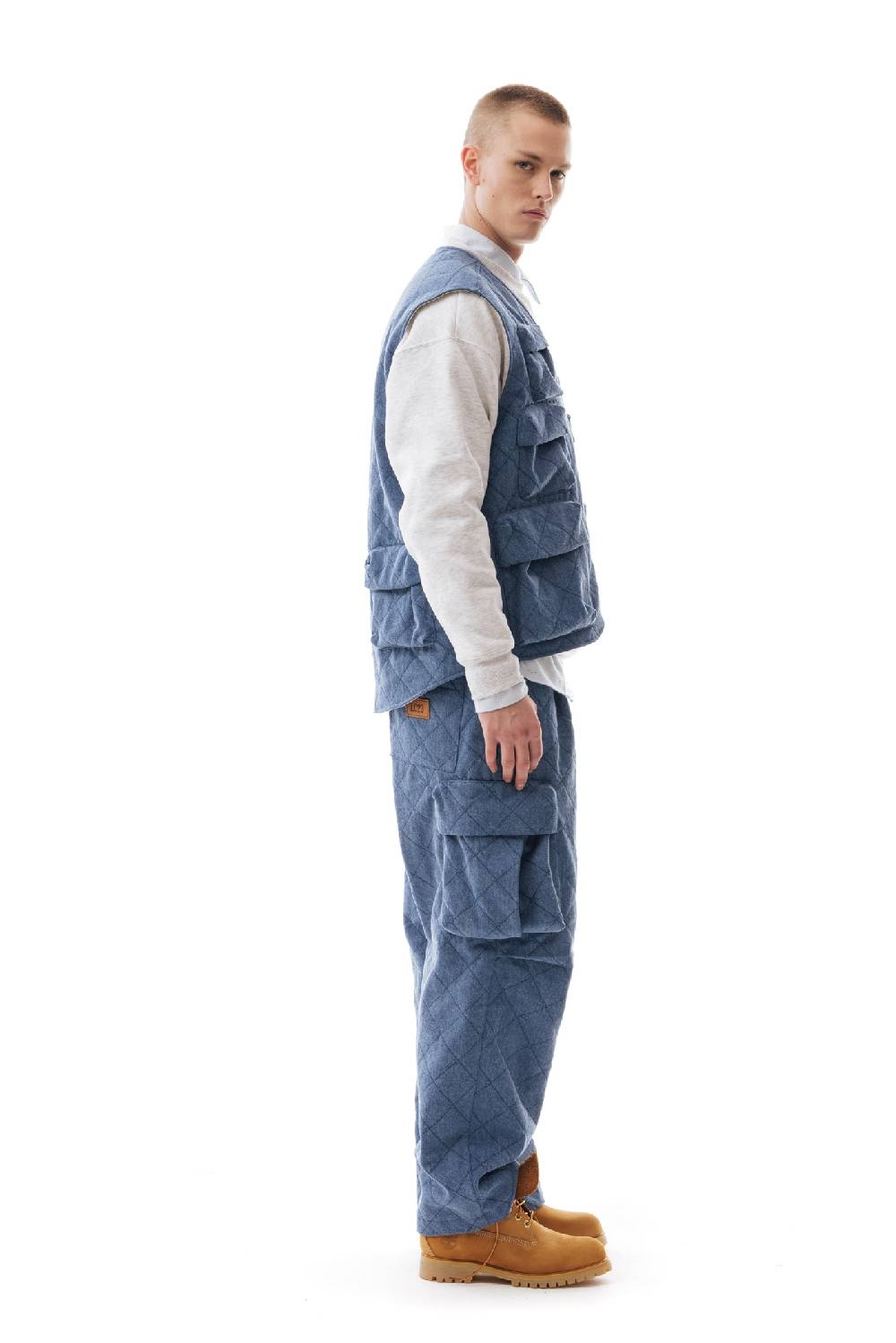 Lc23 Quilted Denim Multipocket Vest Offerte