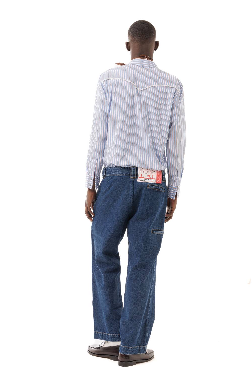 Lc23 Stripes Western Shirt Blue-Brown 2025