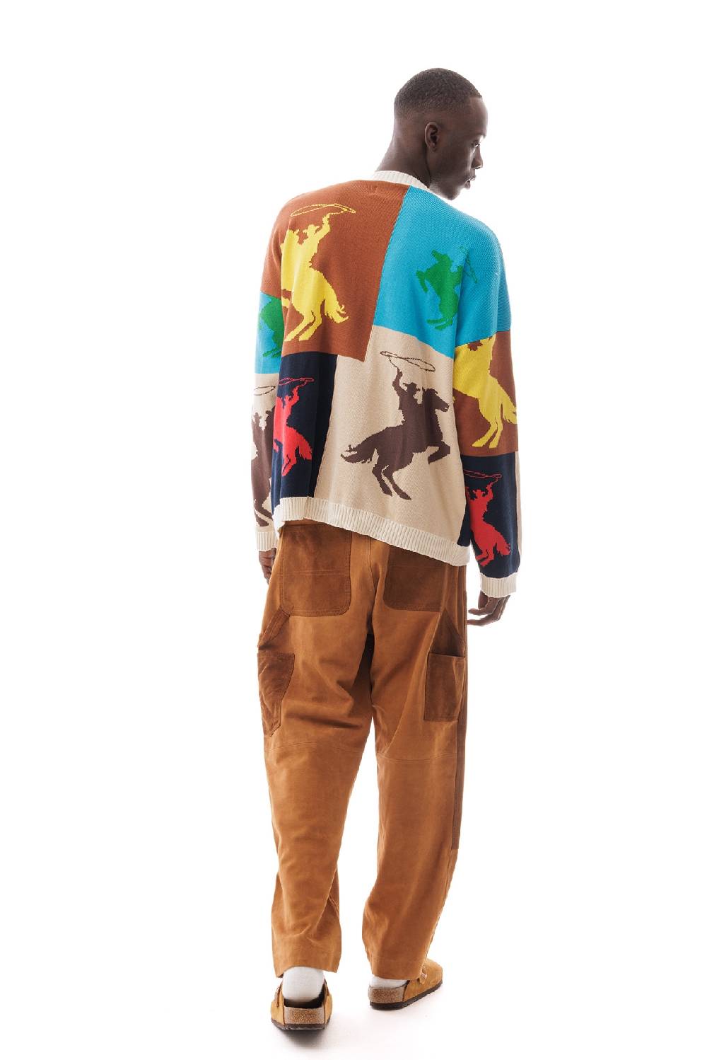 Lc23 Jaquard Patchwork Horses Sweater Outlet