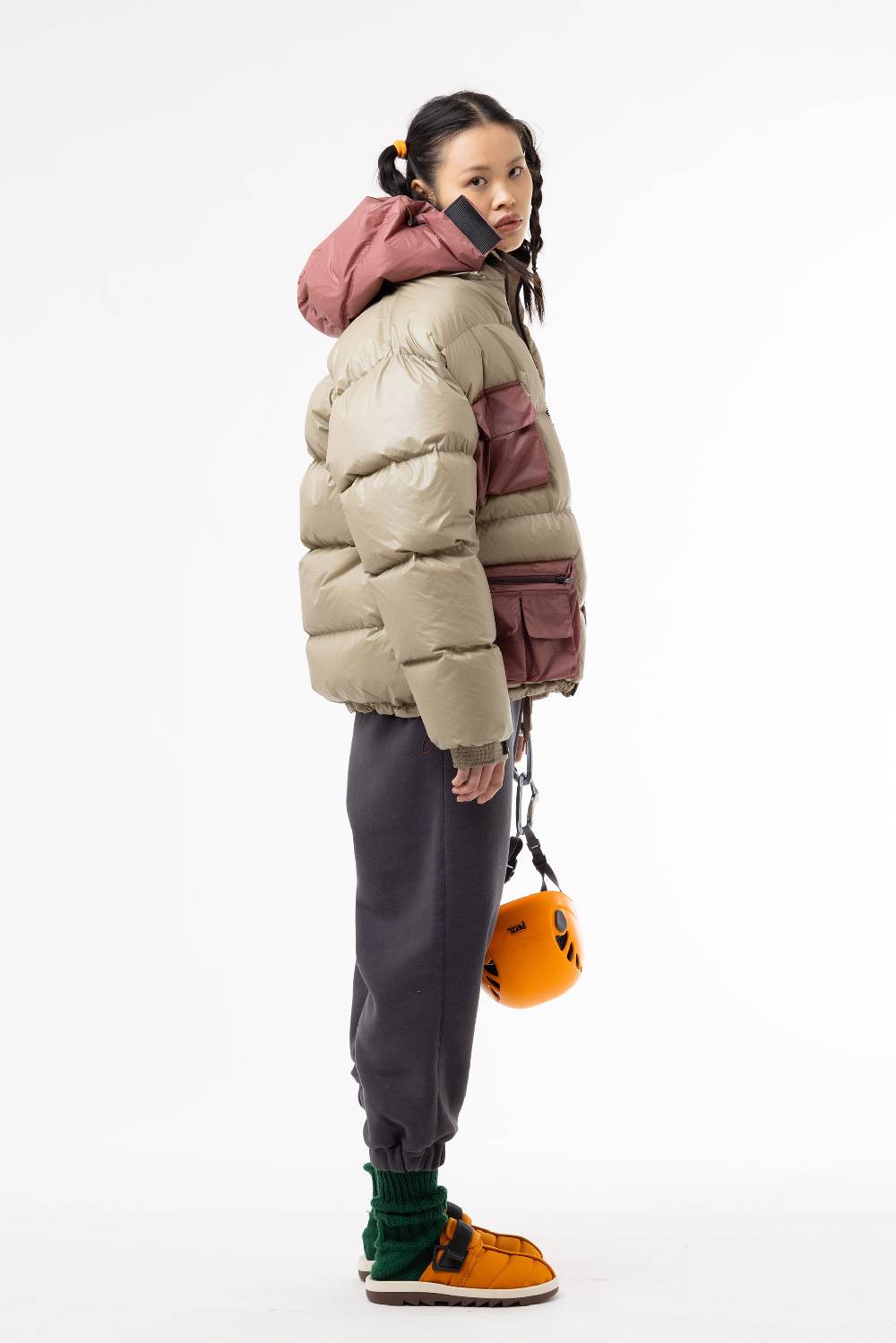 Lc23 Multipocket Down Jacket Beige/Pink Saldi Di Fabbrica