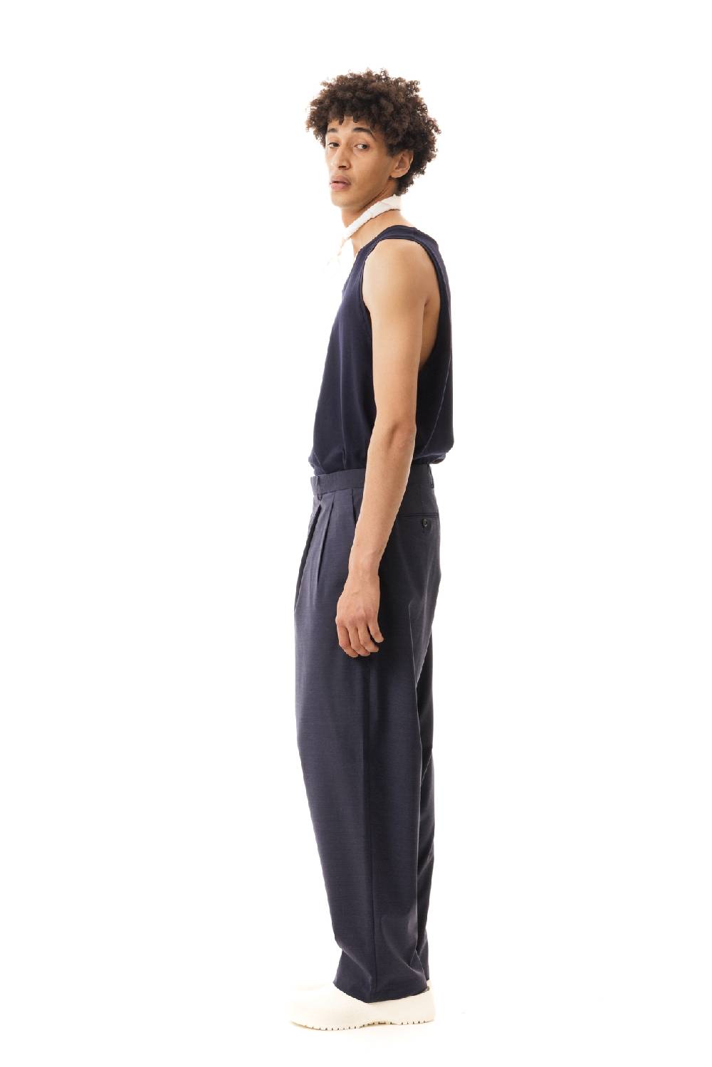 Lc23 Nylon-Wool Trousers Navy Outlet