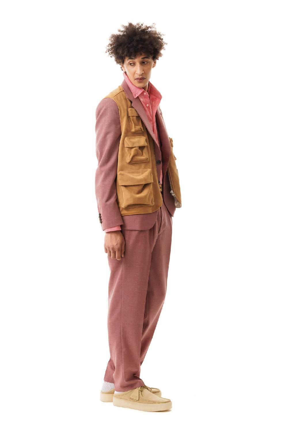 Lc23 Multipocket Suede Vest Camel Saldi Di Fabbrica