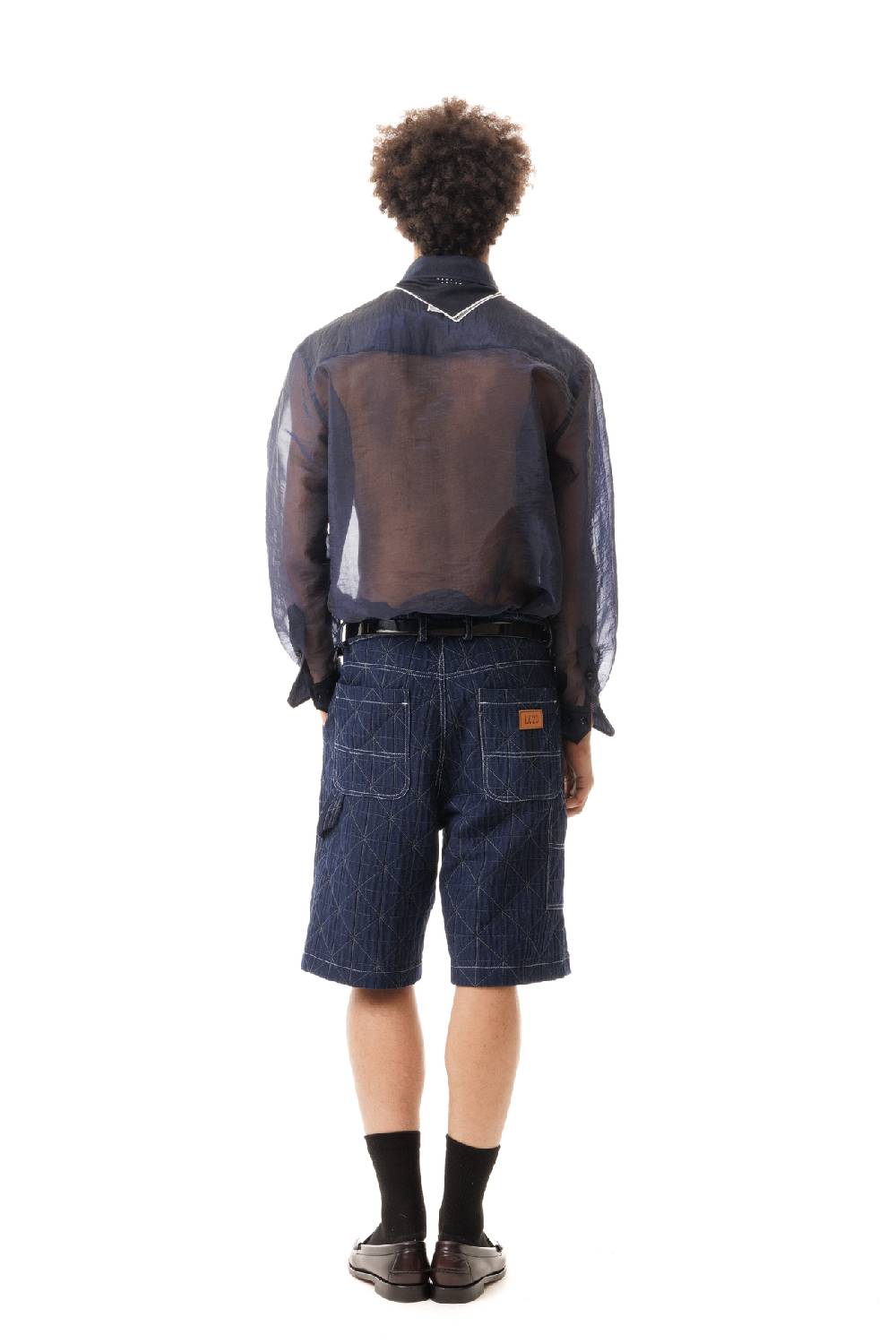 Lc23 Organza Nylon Shirt Navy Vendite Flash