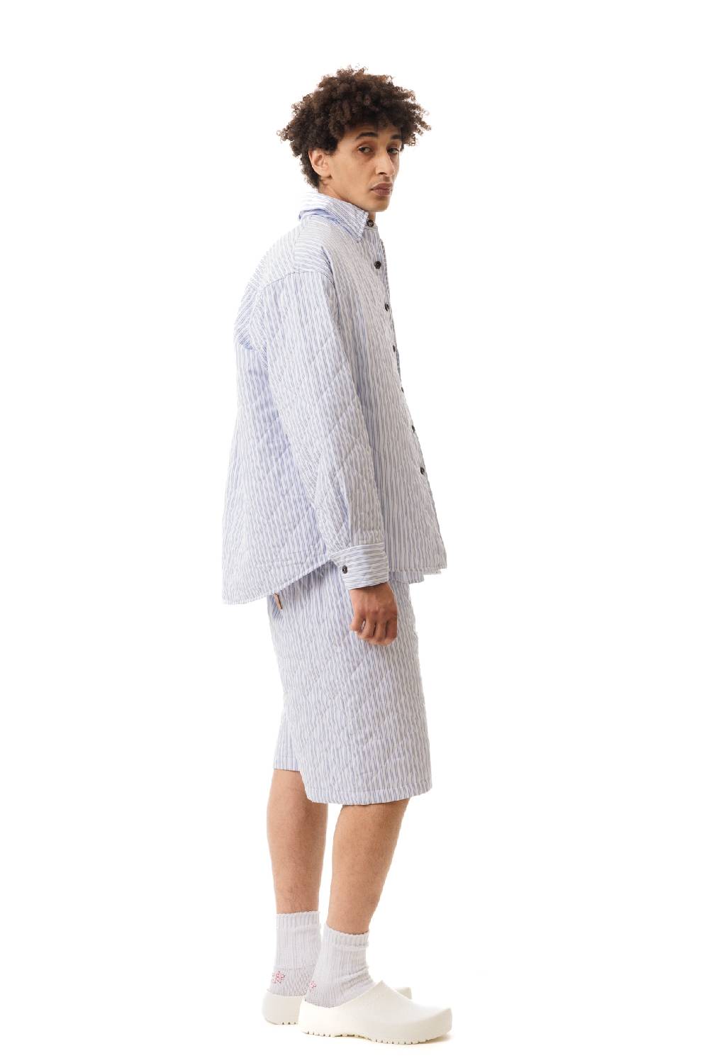 Lc23 Quilted Popeline Overshirt White-Blue In Saldo