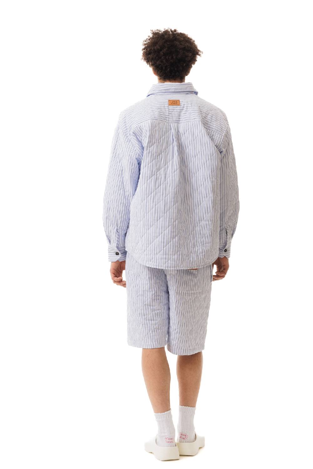 Lc23 Quilted Popeline Overshirt White-Blue In Saldo