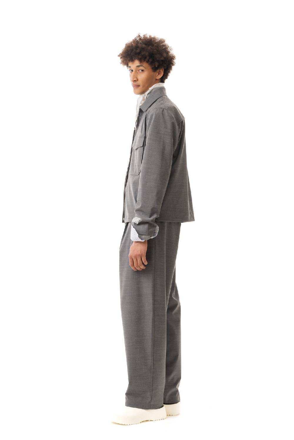 Lc23 Nylon-Wool Overshirt Grey Nuova