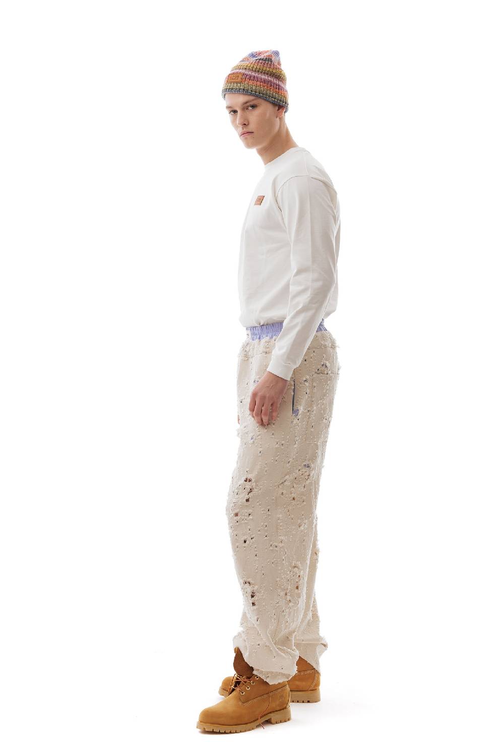 Lc23 Ripped Denim Pants Cream Nuovo