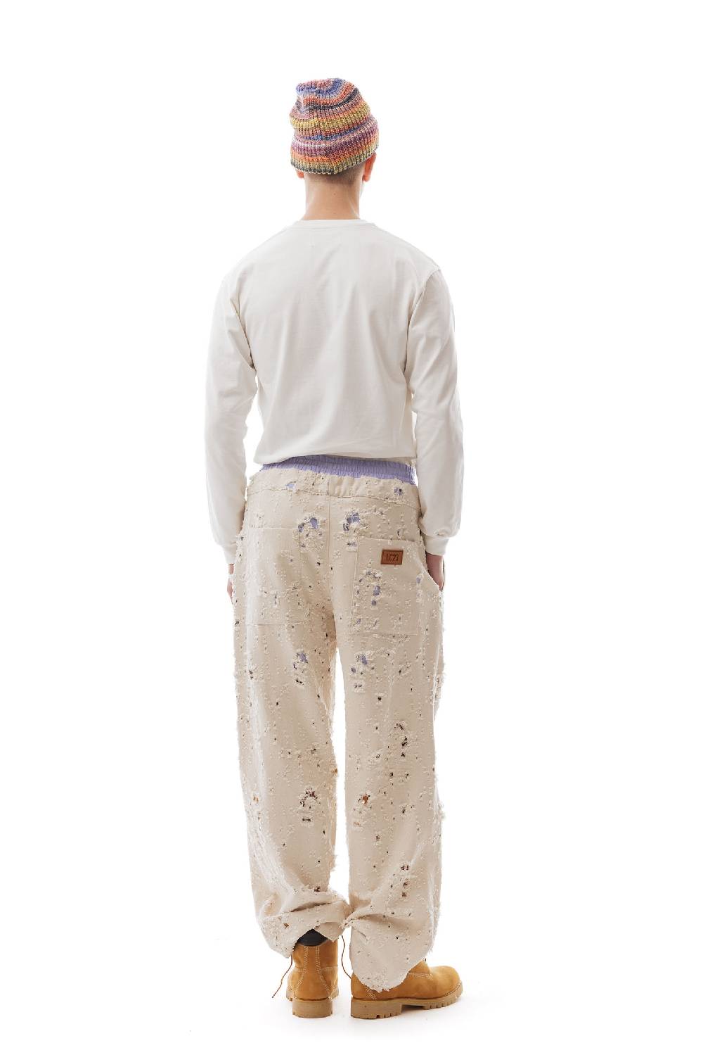 Lc23 Ripped Denim Pants Cream Nuovo
