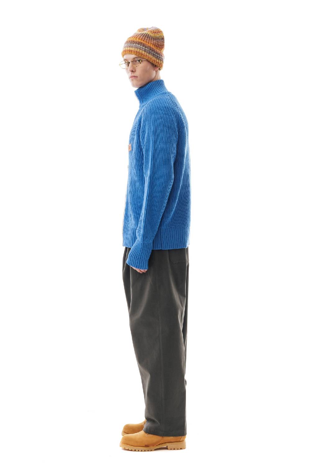 Lc23 English Knit Zip Sweater Blue Economico