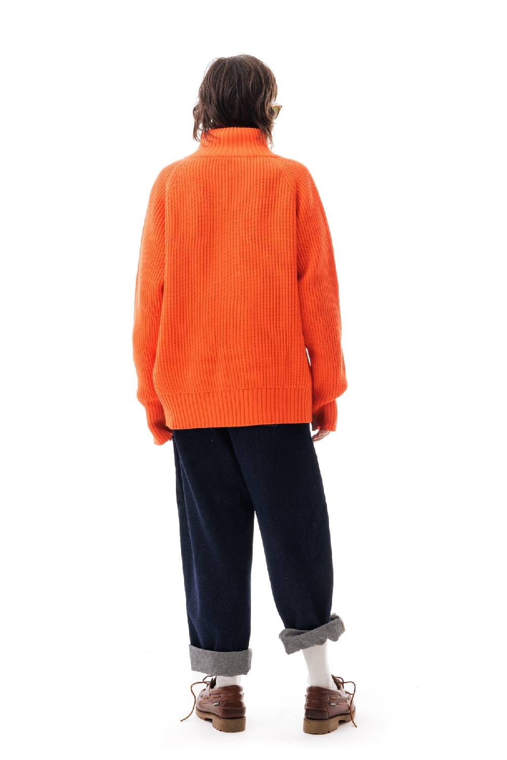 Lc23 English Knit Zip Sweater Orange In Vendita