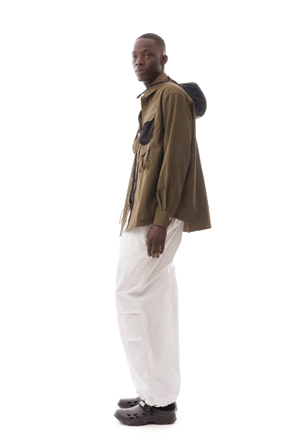 Lc23 Multipocket Nylon Shirt Army Green Moda