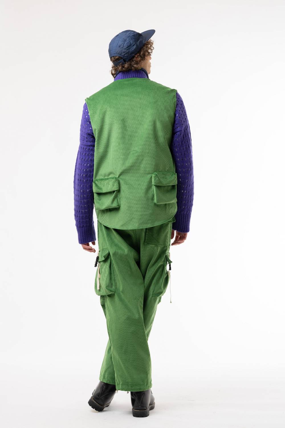 Lc23 Corduroy Multipocket Vest Green Nuovo