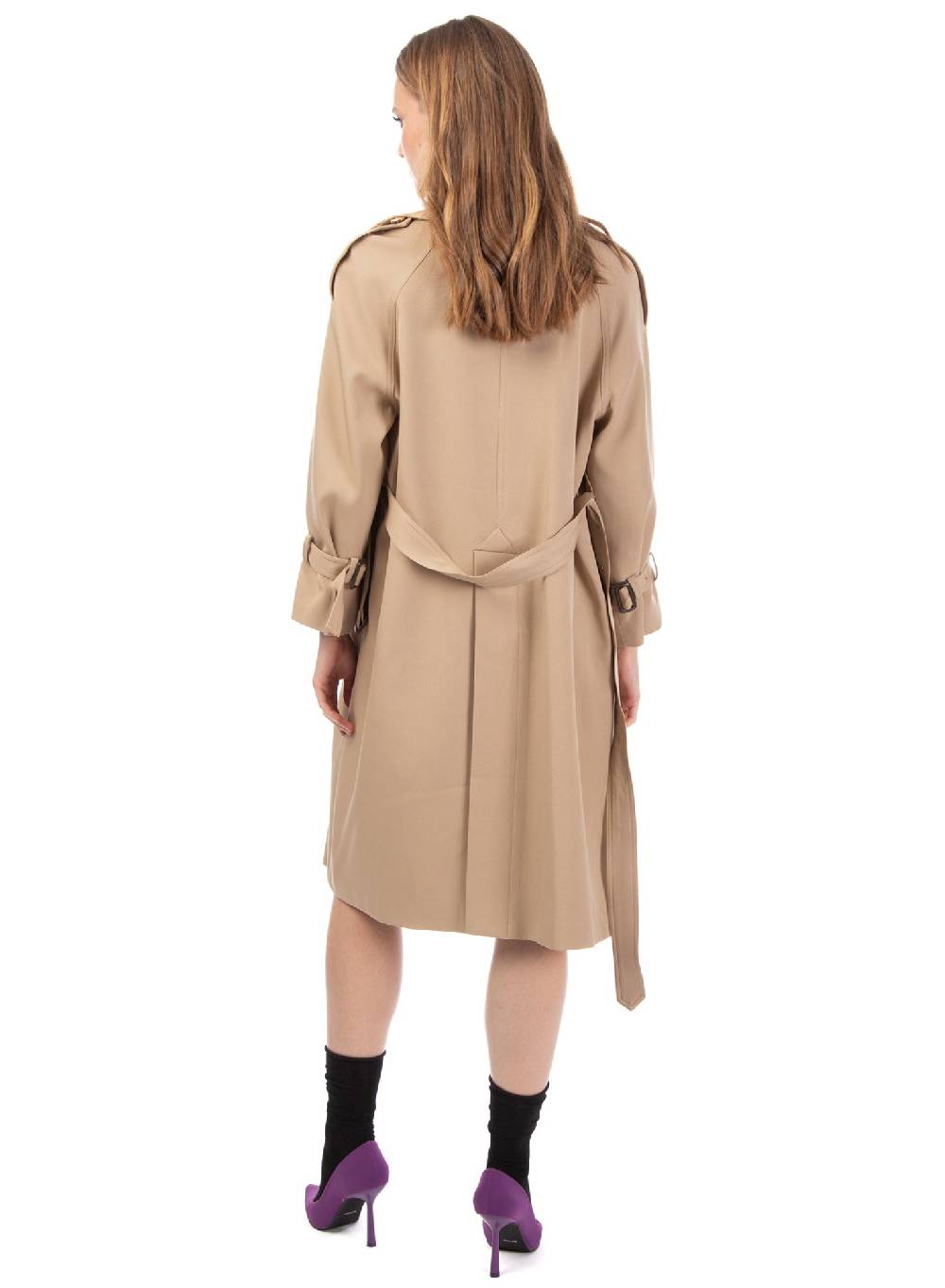 ﻿Le Volière Trench beige con frange in suede Fino Al -60%