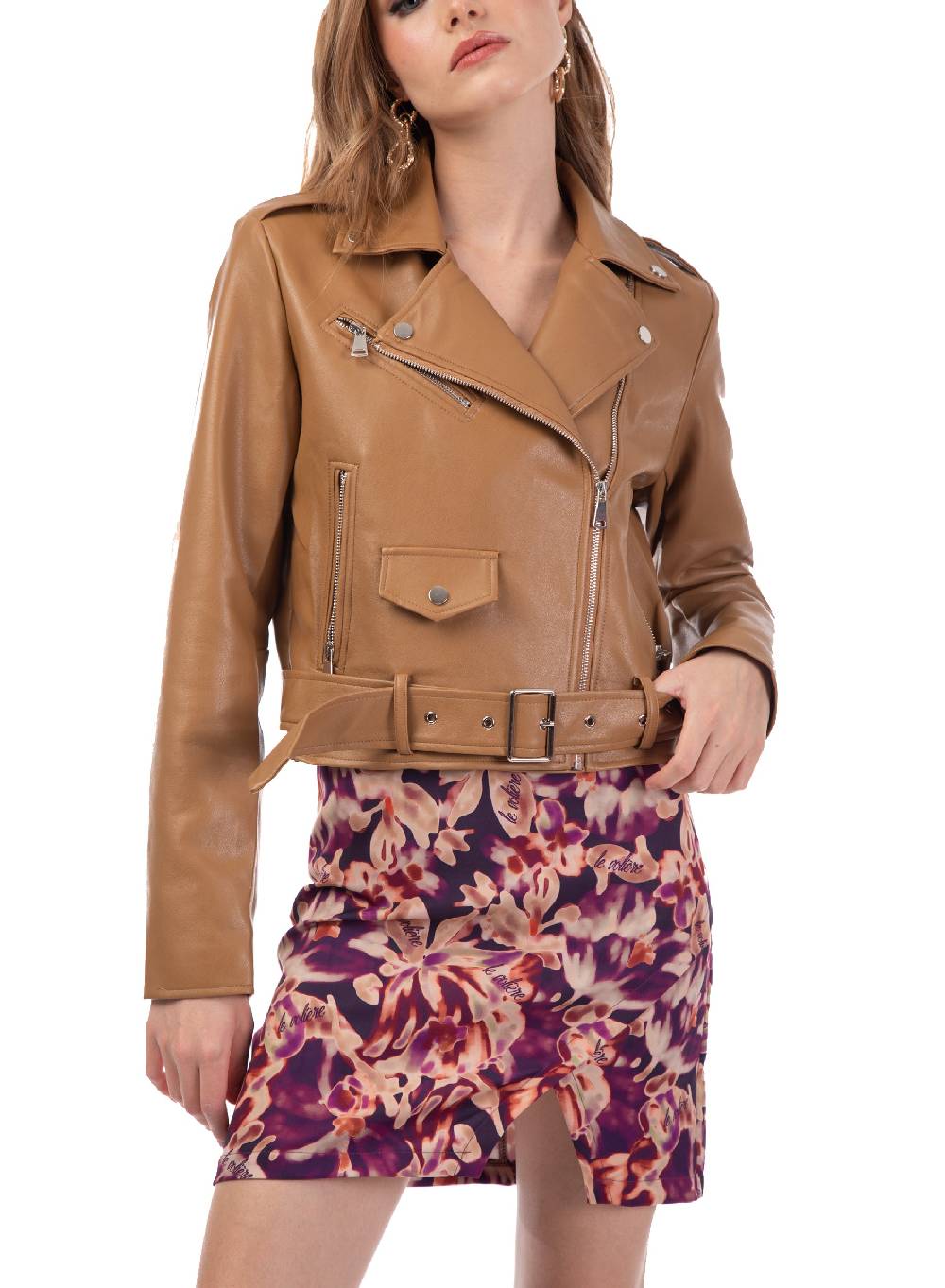 Le Volière Chiodo in ecopelle beige Sottocosto