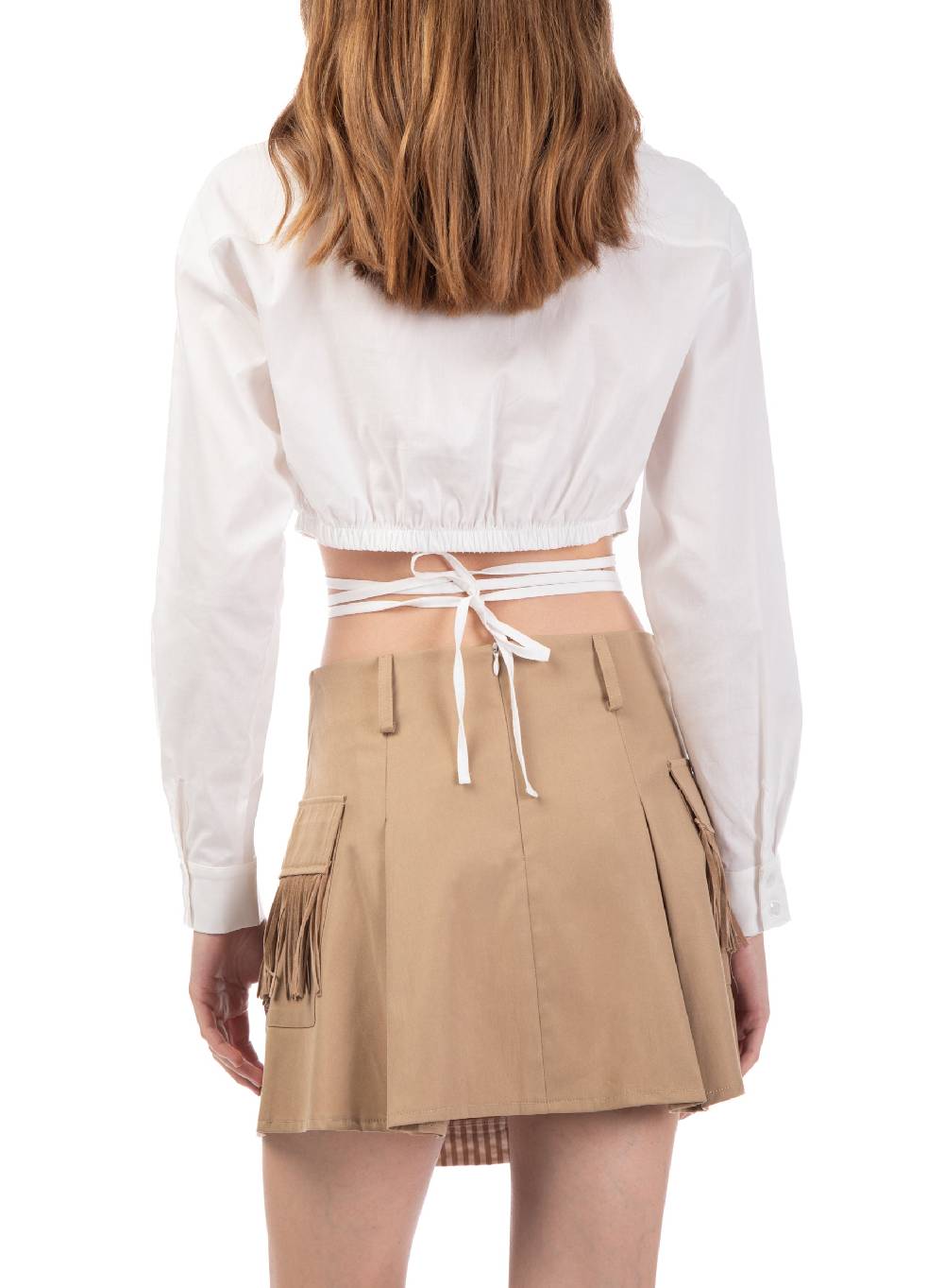 Le Volière Camicia in popeline bianca cropped Vendita Economica