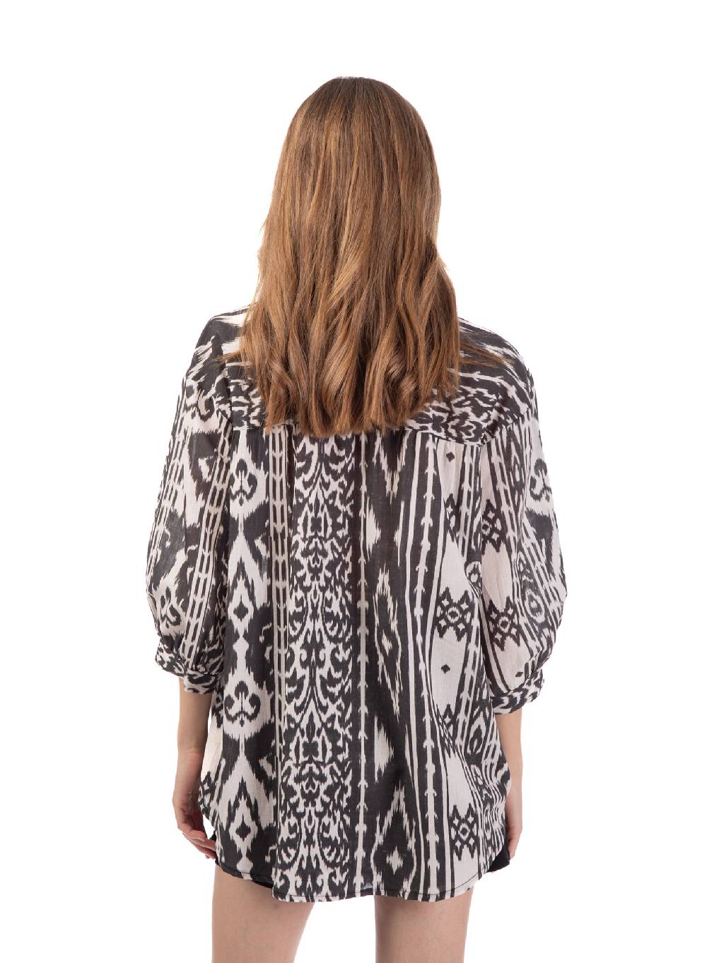Le Volière Camicia oversize etnica con frange Italy