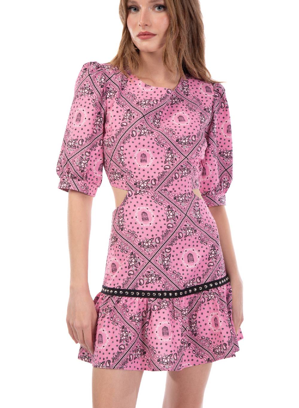 Le Volière Vestito bandana rosa con borchie Vendita
