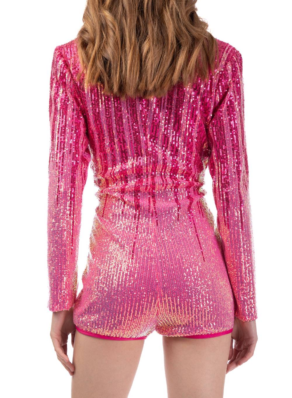 Le Volière Jumpsuit di paillettes rosa degradè Offerta