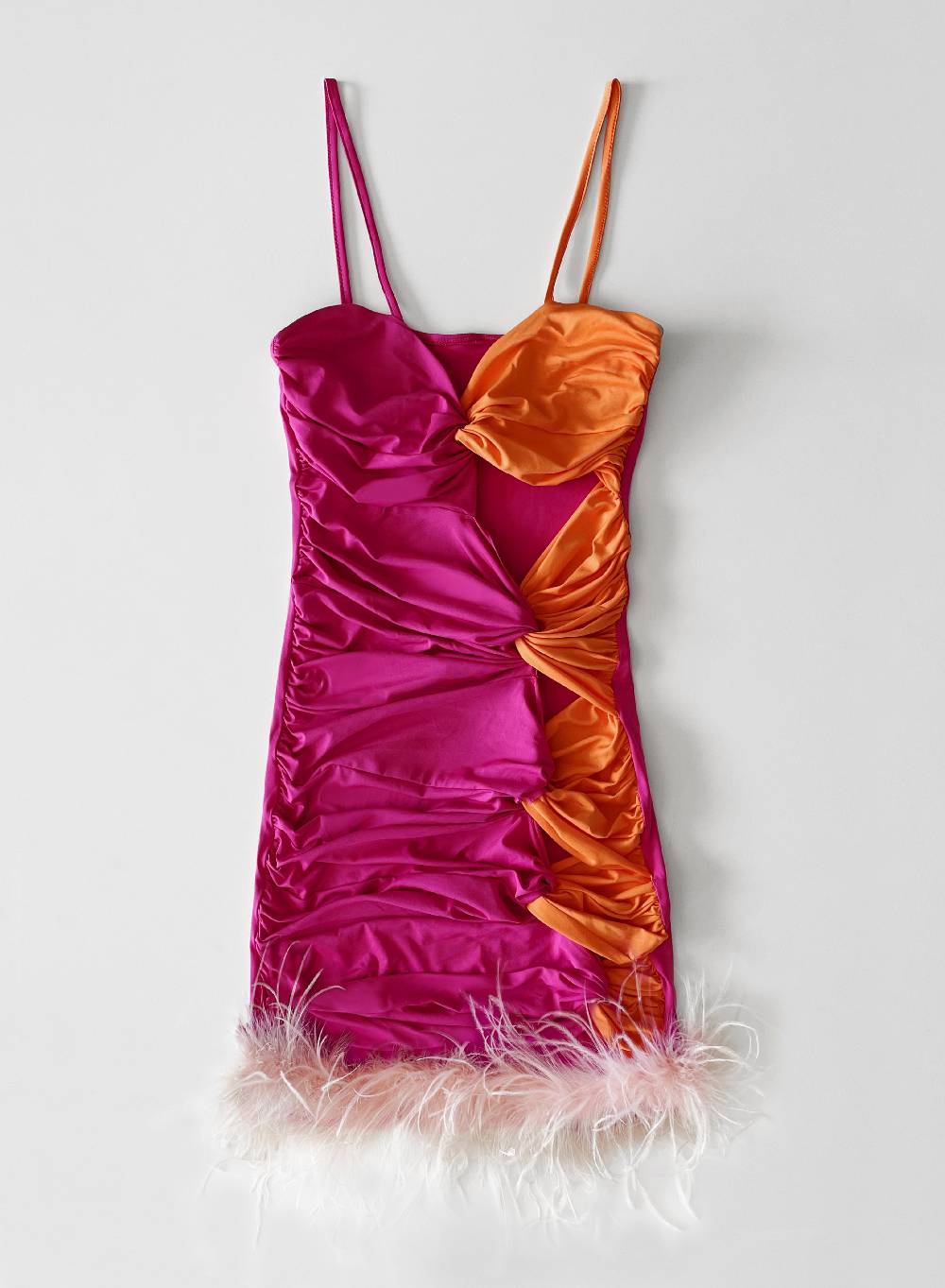 Le Volière BETHANY Vestito elasticizzato fucsia e arancione con fori Promozione