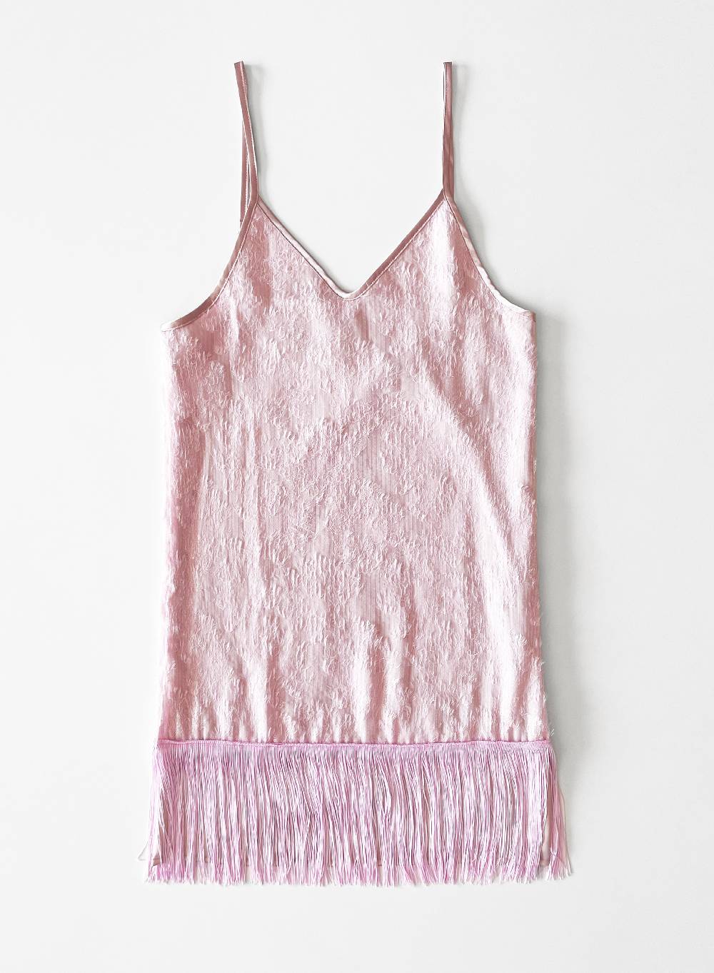 Le Volière MADISON Vestito rosa di paillettes con frange Pezzi Unici