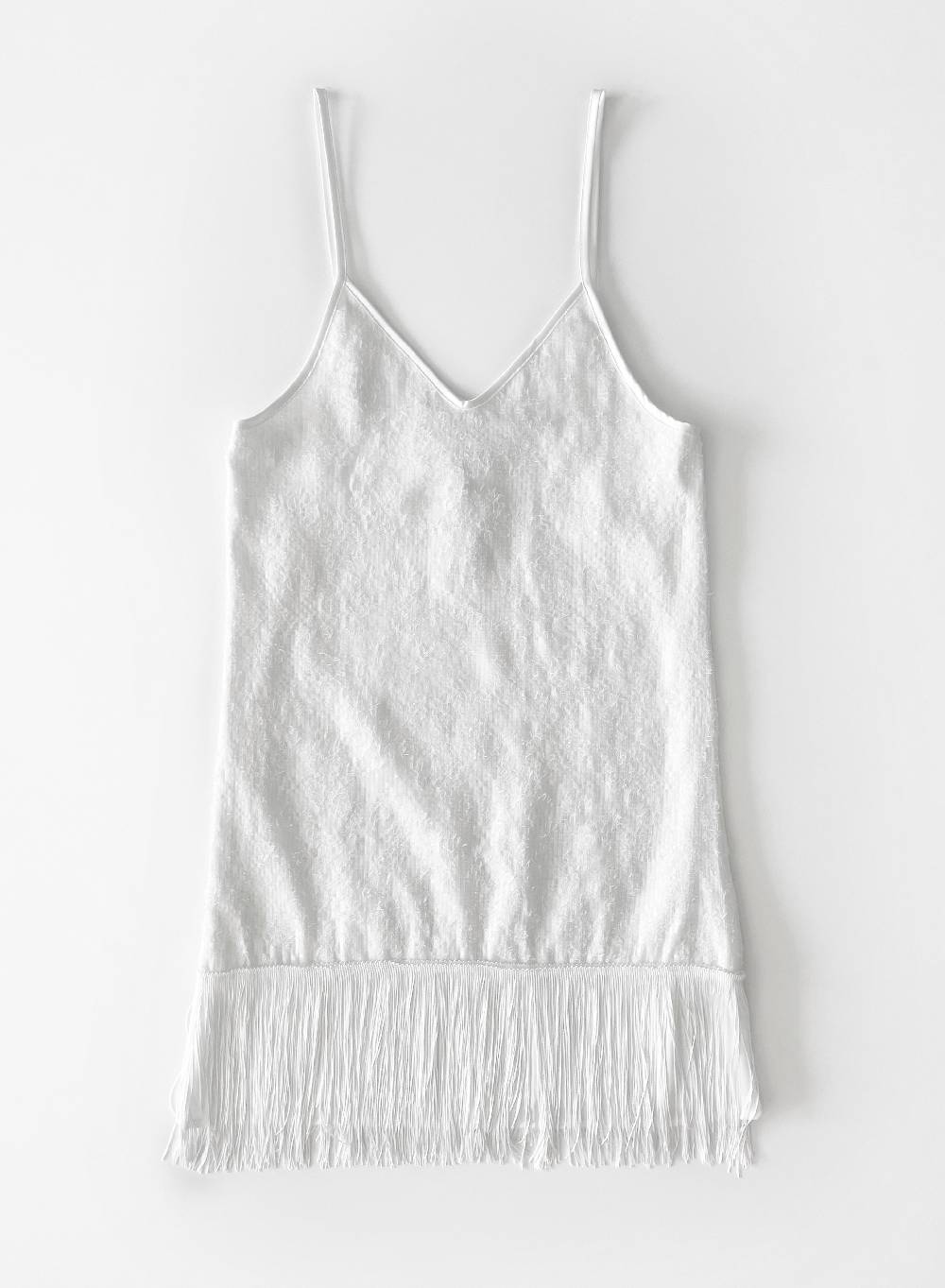 Le Volière MADISON Vestito di paillettes bianco con frange Qualità Garantita
