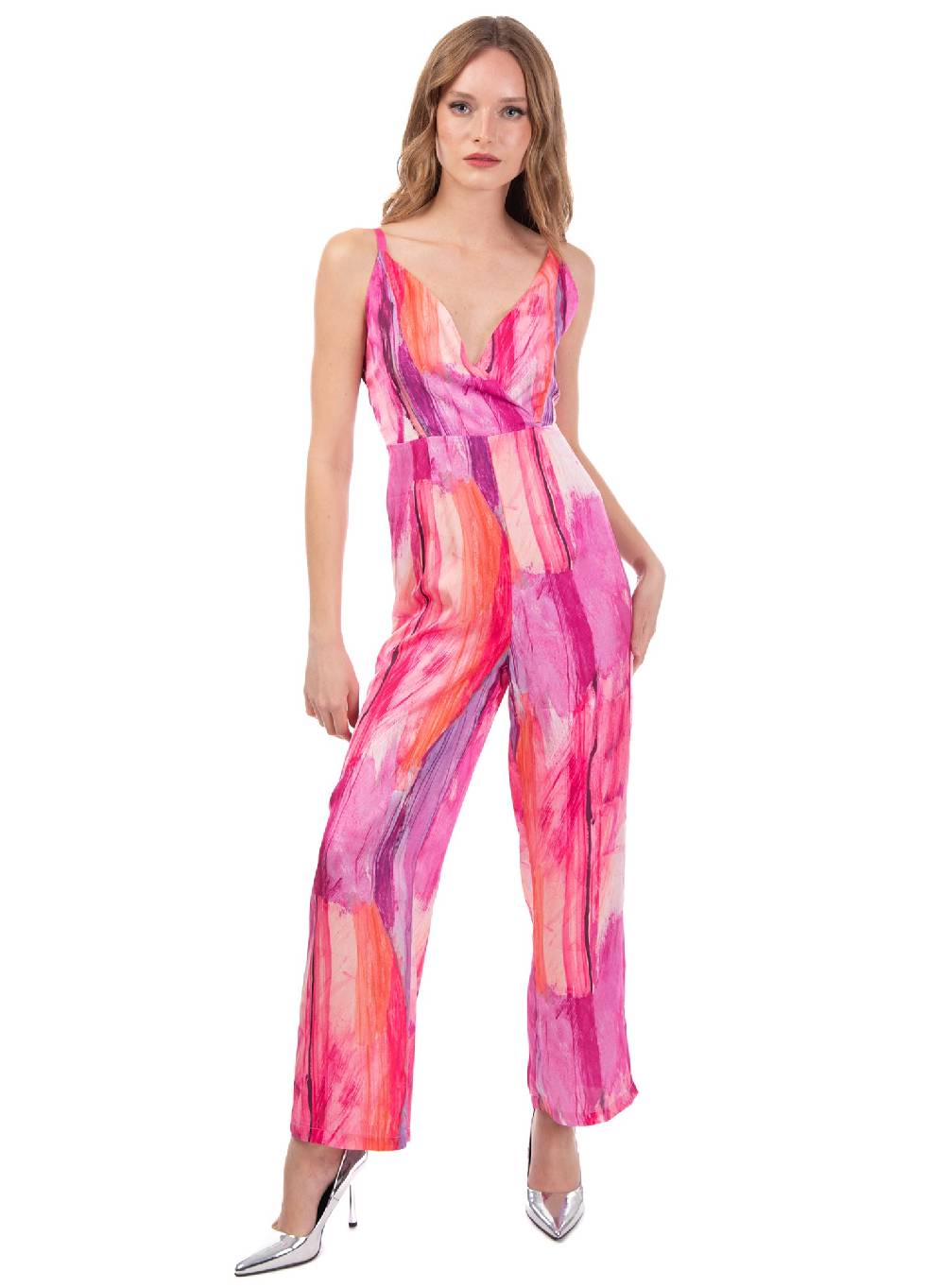 Le Volière Jumpsuit in fantasia fucsia Consegna Veloce