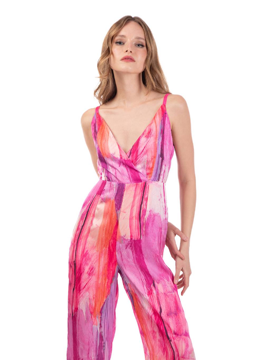 Le Volière Jumpsuit in fantasia fucsia Consegna Veloce