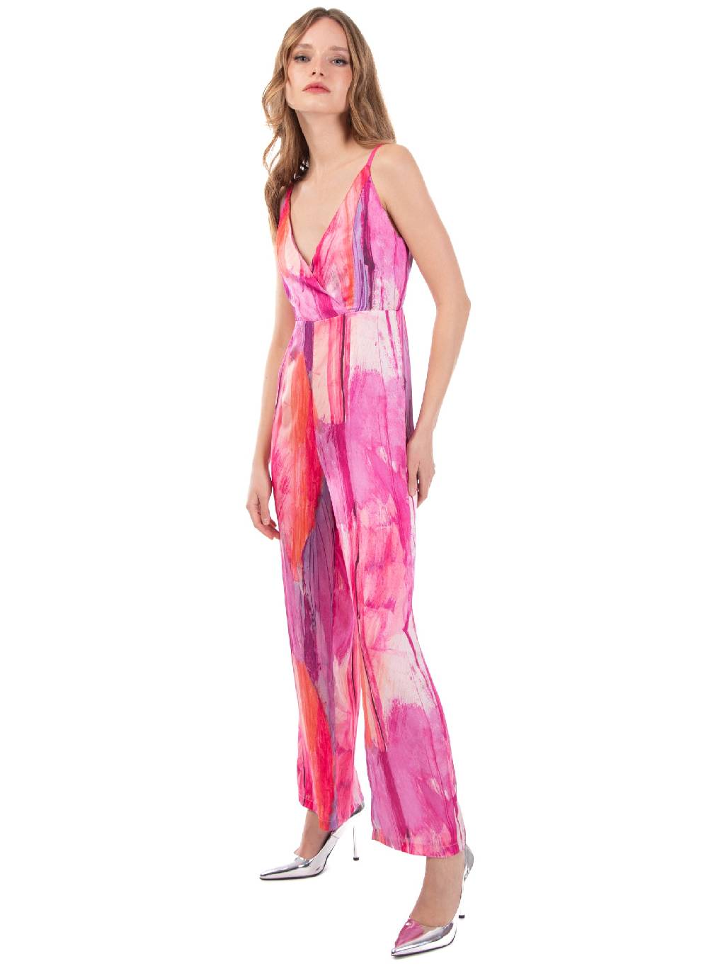 Le Volière Jumpsuit in fantasia fucsia Consegna Veloce