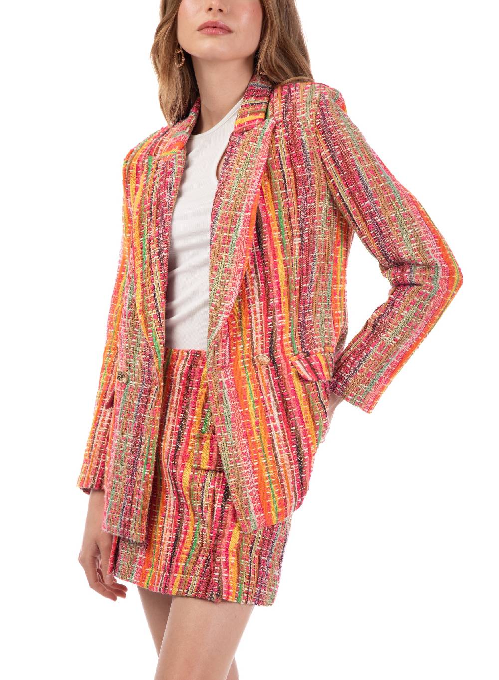 Le Volière Blazer in tweed multicolor Shopping Online