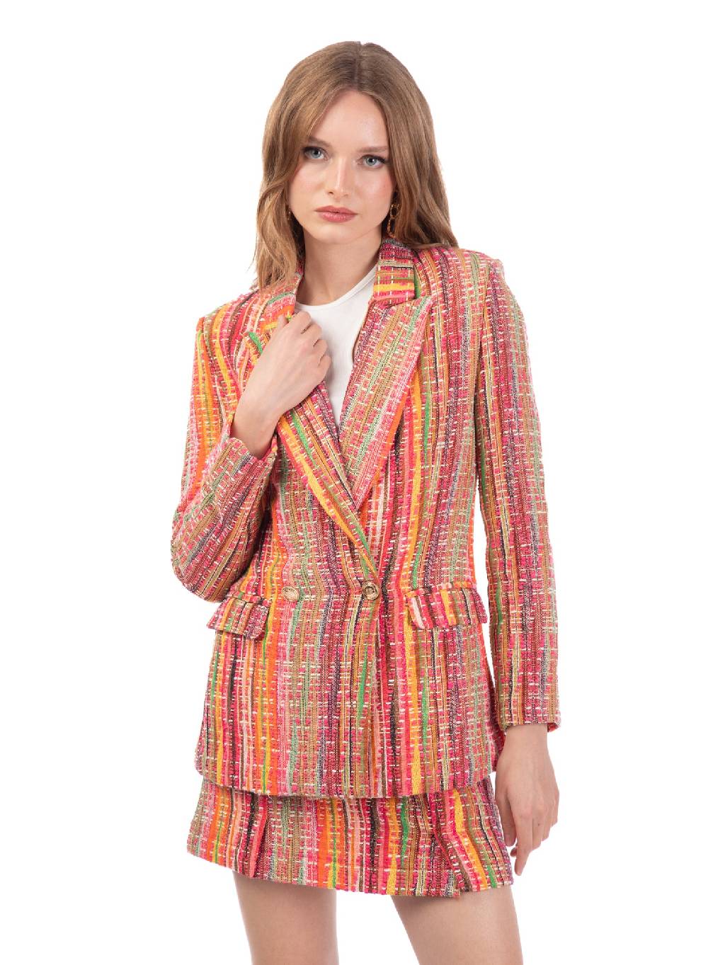 Le Volière Blazer in tweed multicolor Shopping Online