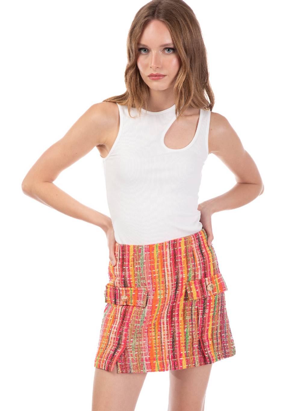 Le Volière Gonna in tweed multicolor Affare Del Giorno