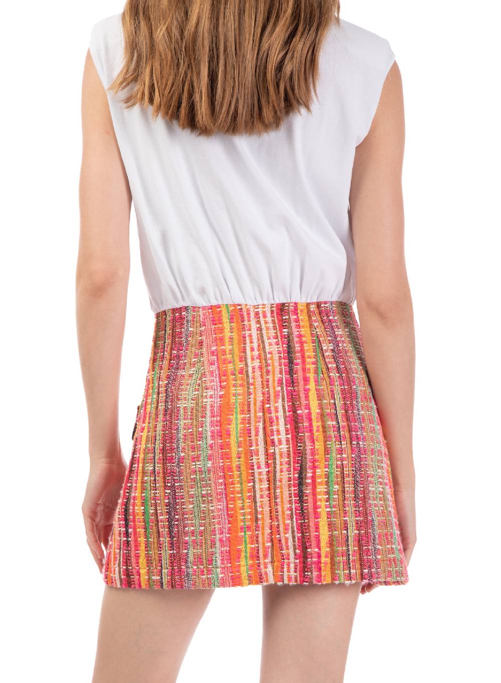 Le Volière Vestito con t-shirt e gonna in tweed Prezzo Ridotto