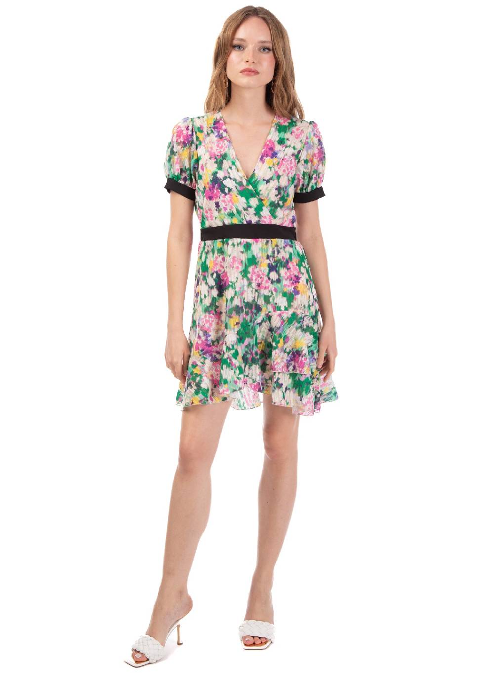 Le Volière Vestito scivolato floreale Presa