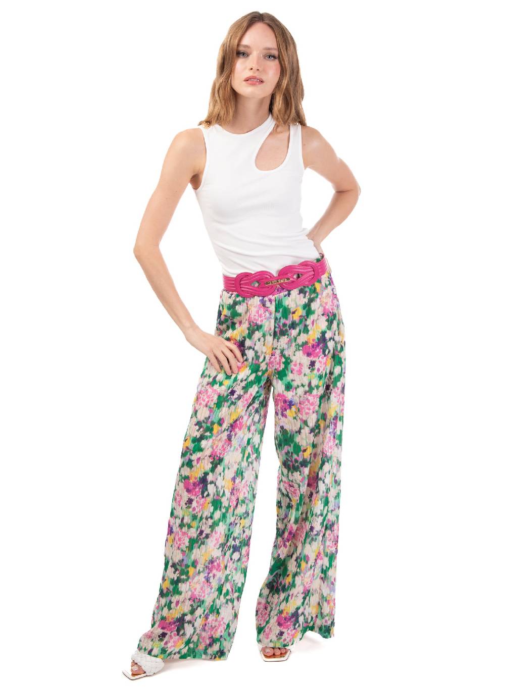 Le Volière Pantalone ampio floreale Offerta