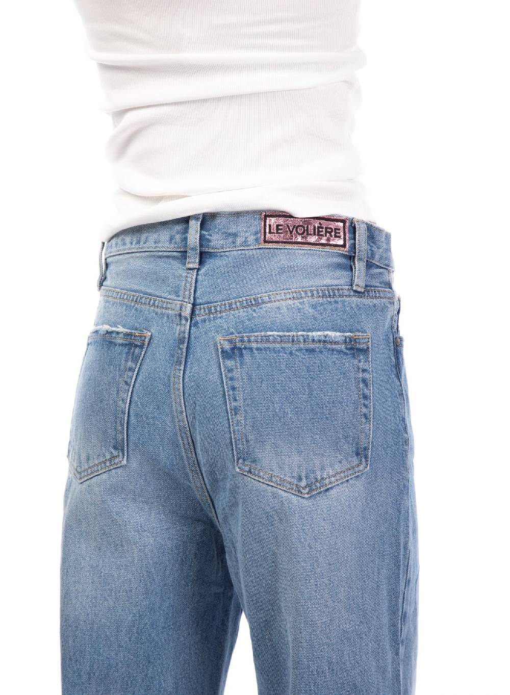 Le Volière Pantalone in denim con catene Online