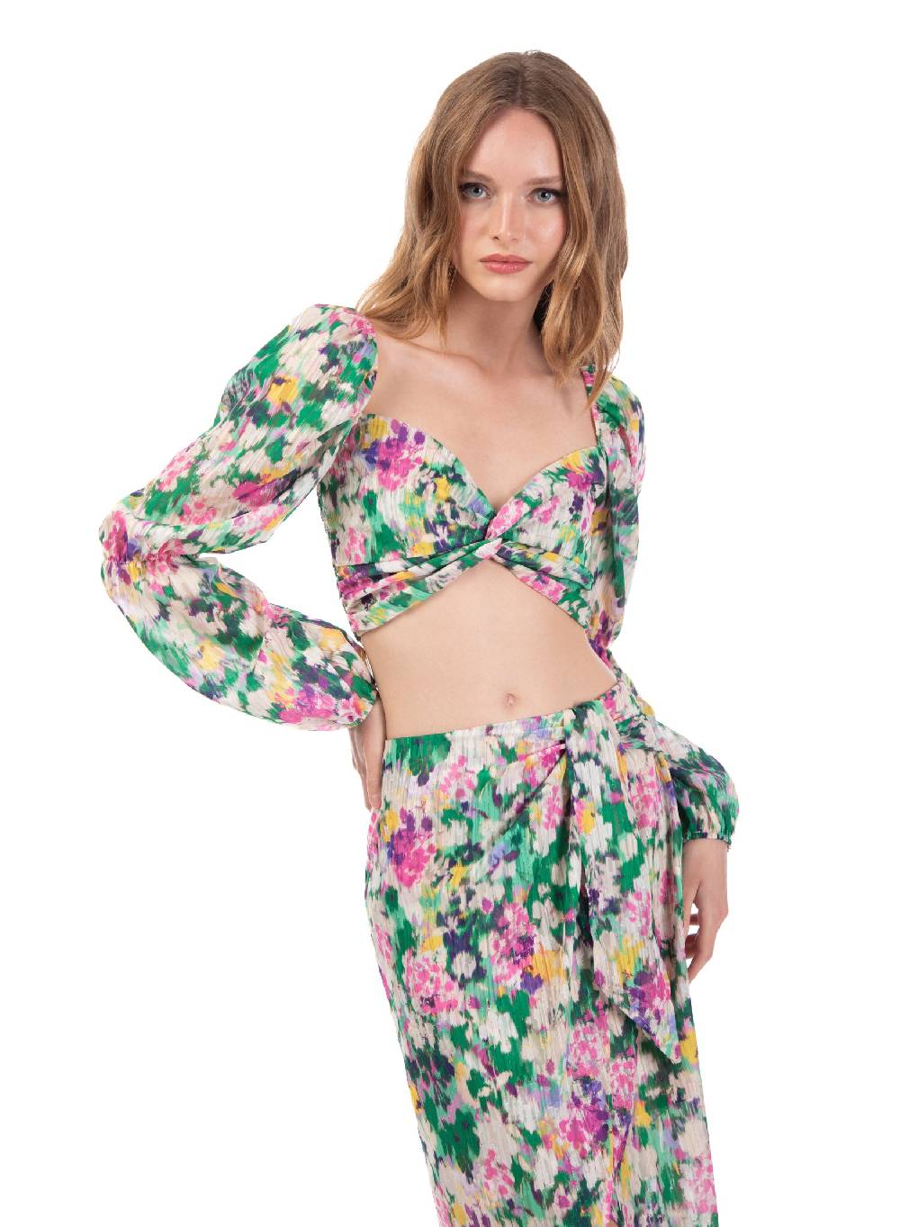 Le Volière Gonna midi drappeggiata floreale Outlet
